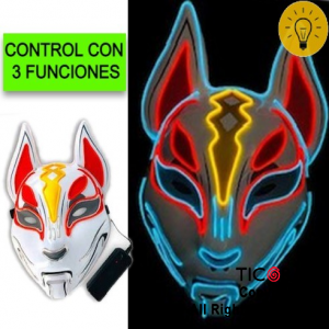 MASCARA CON LUZ A CONTROL REMOTO ZORRO HALLOWEEN X 1